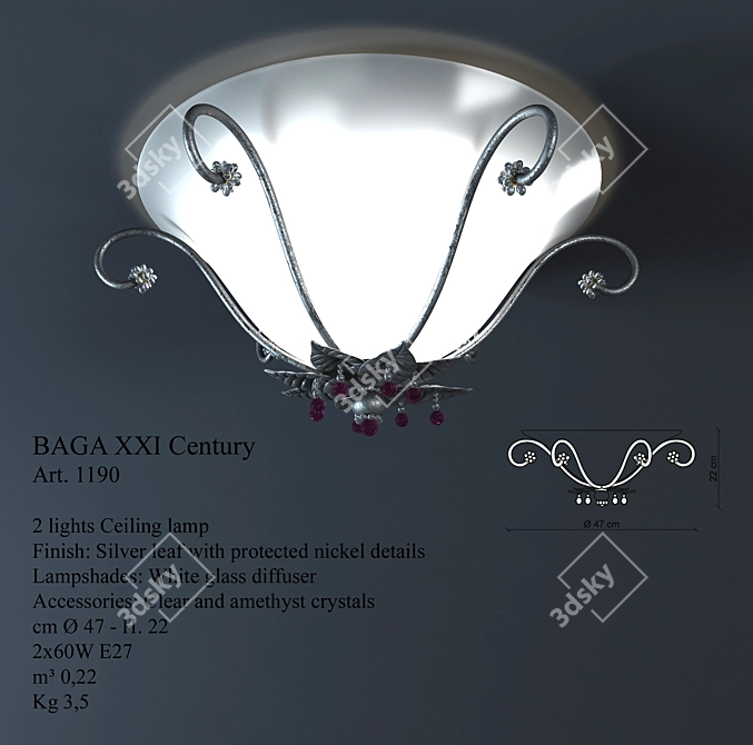 Silver Ceiling Light - BAGA Art. 1190 3D model image 1