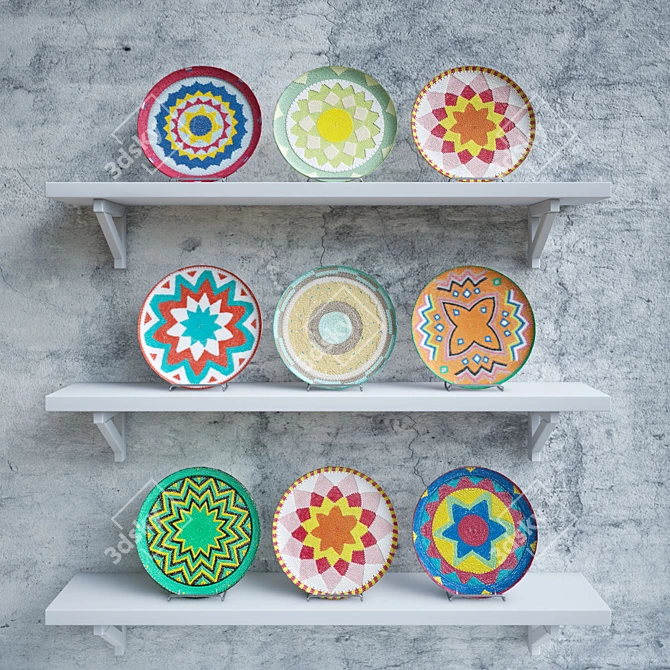 Vibrant Rainbow Plates 3D model image 1