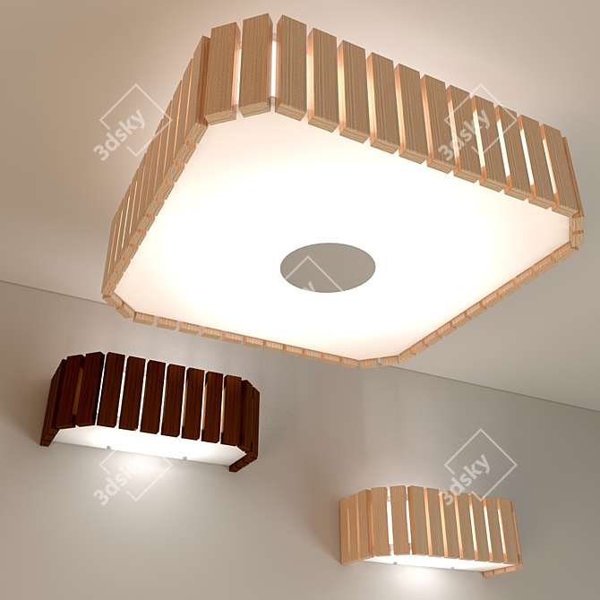 Wooden Chandelier Sauna 3D model image 1