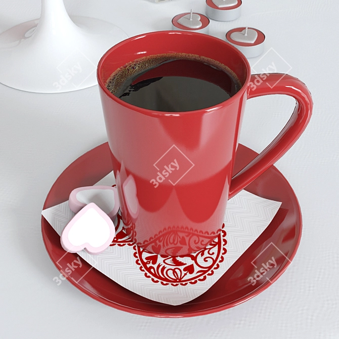 Romantic Valentine's Breakfast Set 3D model image 3
