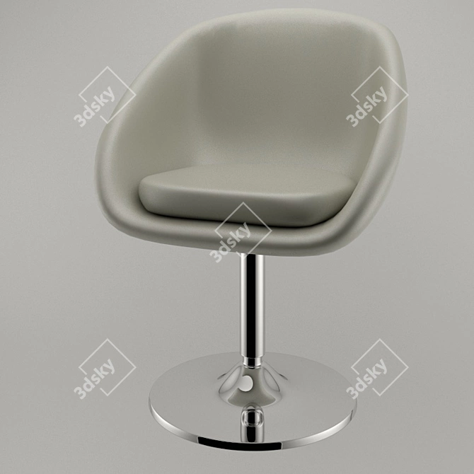 Sleek Metal and Leather Bar Chair 3D model image 1