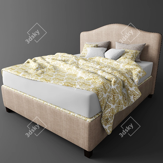 Elegant Nail-Trimmed Bed 3D model image 1