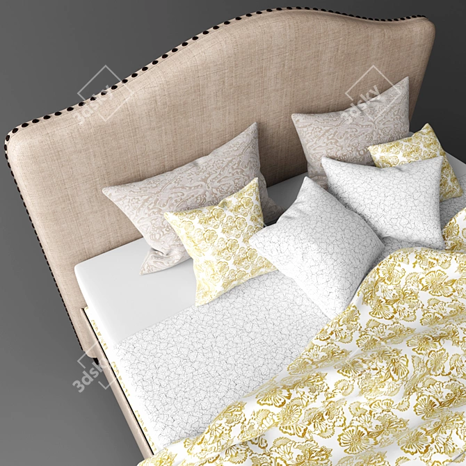 Elegant Nail-Trimmed Bed 3D model image 2