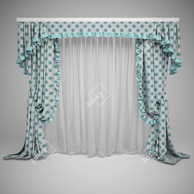 Provence Style Curtain 3D model image 1