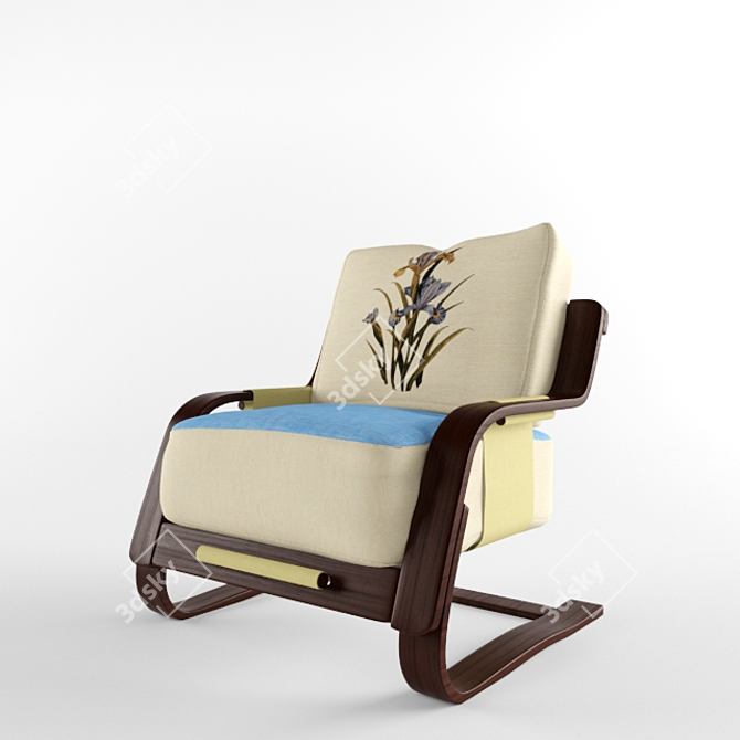 Cozy Cushioned Flyer Armchair 3D model image 1