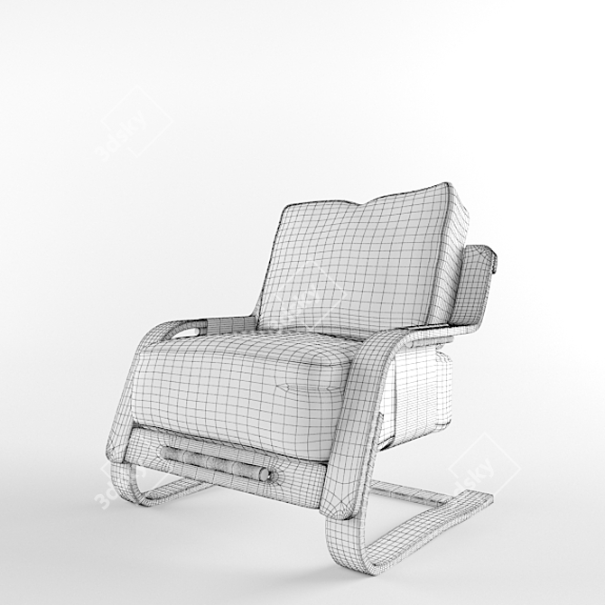Cozy Cushioned Flyer Armchair 3D model image 3