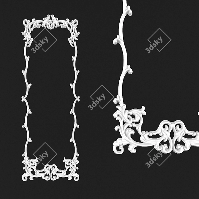 Elegant Stucco Wall Décor 3D model image 1