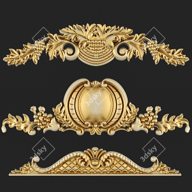 Elegant Gold Wall Decor: Molding 3D model image 1