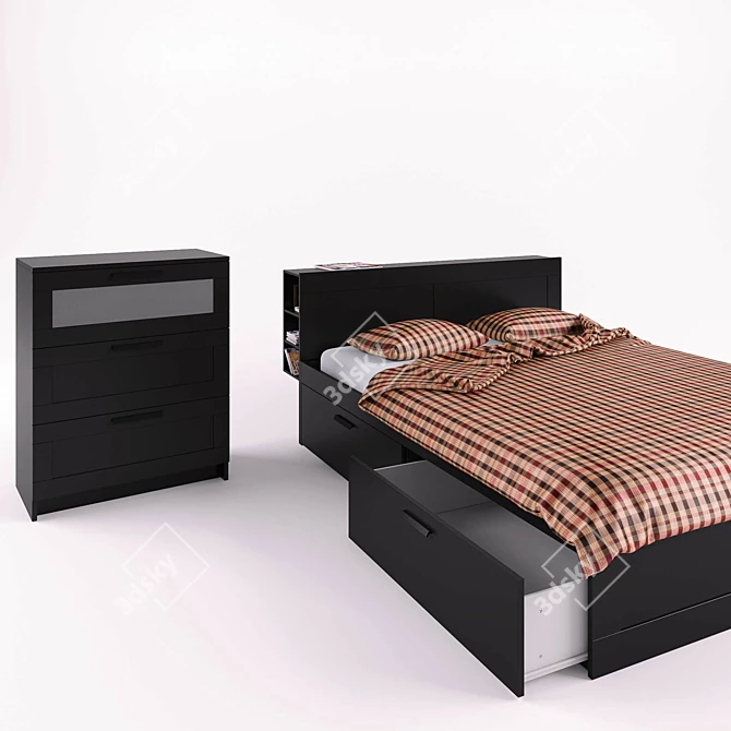 Compact and Stylish BRIMNES Bedroom Set 3D model image 1