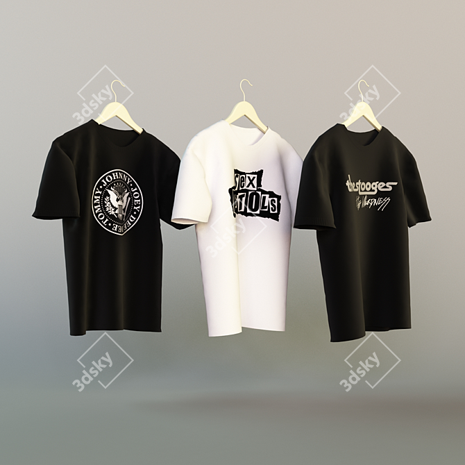 Men's T-Shirt Set: Versatile Textured Tees 3D model image 1