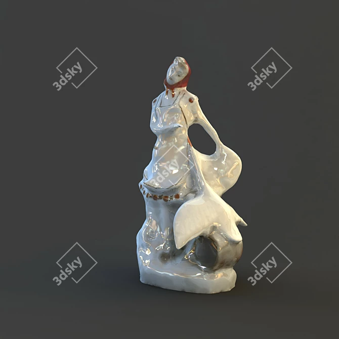 Vintage Soviet Porcelain Figurine 3D model image 1