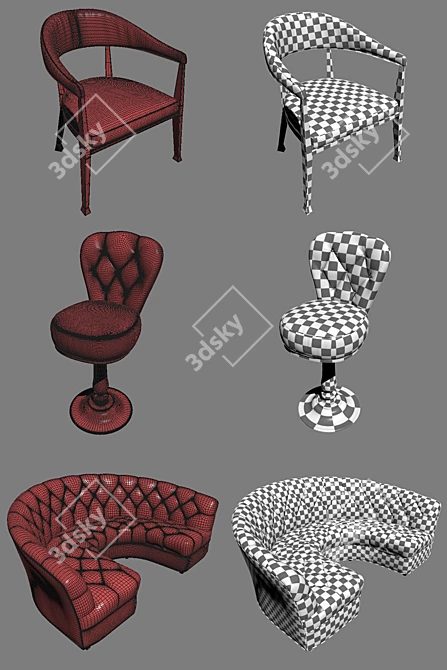 Modern Bar Seating Set - 3D Models 3D model image 3