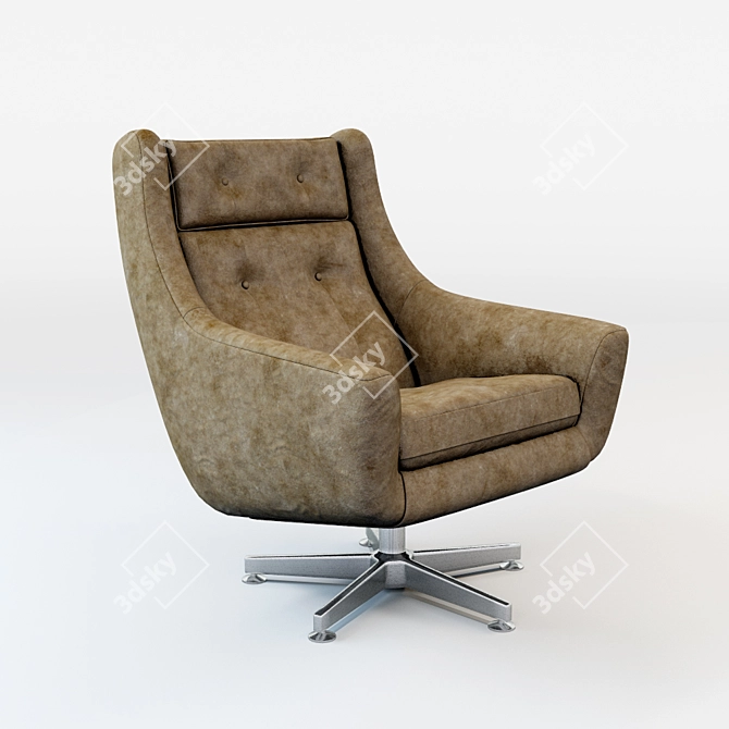 Motorcity Leather Swivel Chair - Stylish and Comfortable 3D model image 1