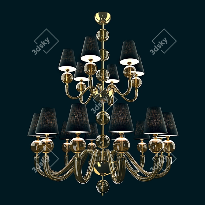 Vintage Italian Barovier&Toso Chandelier 3D model image 1