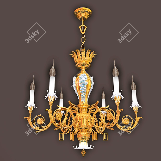 Elegant Bronze Chandelier 3D model image 1