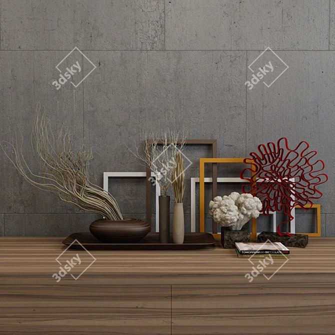 Natural Twig Decor Set 3D model image 1