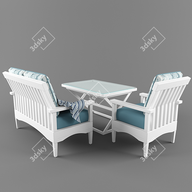 Outdoor Wooden Furniture 3D model image 2