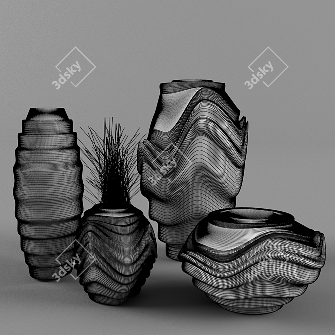 Elegant Vases Set  3D model image 2