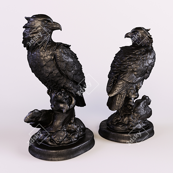  Majestic Eagle Bronze Statue 3D model image 1