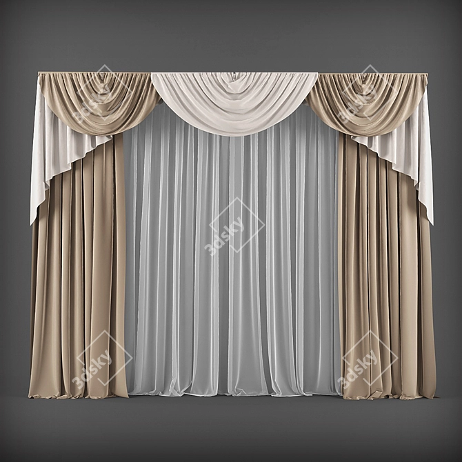 Classic Elegance Curtains 3D model image 1