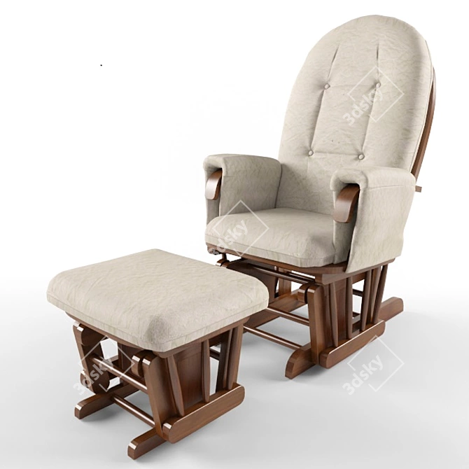 Malaysian Rocking Chair with Ottoman 3D model image 1