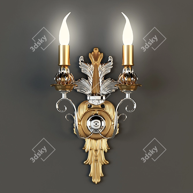 Elegant Gold Wall Sconce 3D model image 1