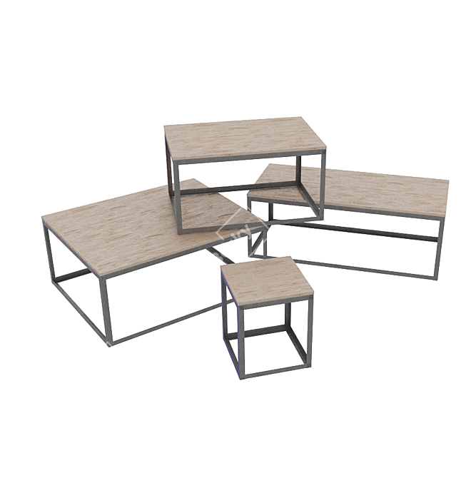 Artistic Loft Industrial Coffee Table 3D model image 1
