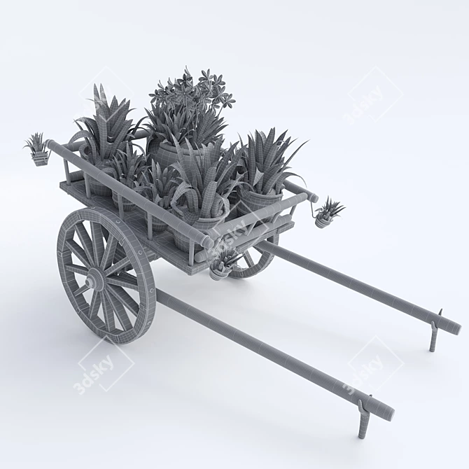 Blooming Floral Cart 3D model image 3