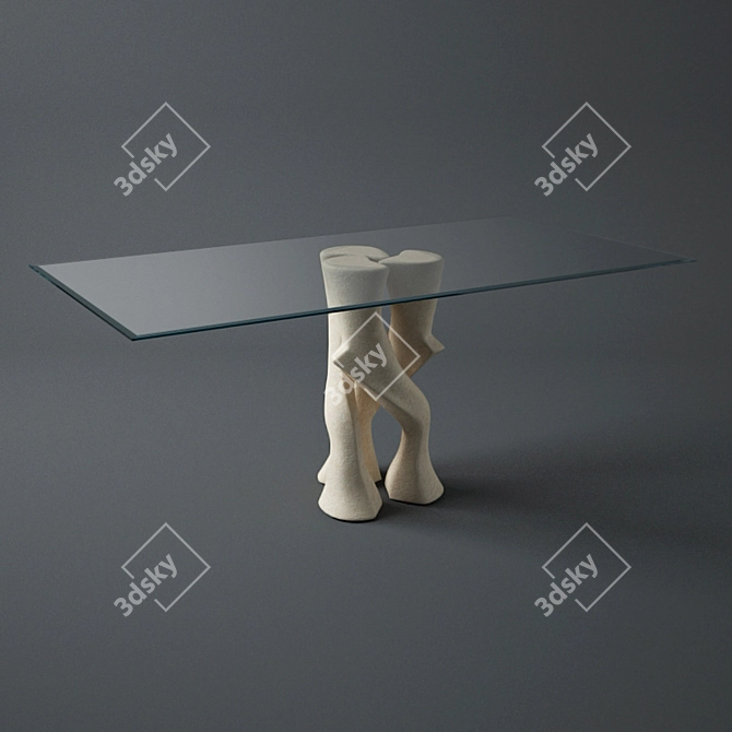 Sleek Glass Dining Table 3D model image 1