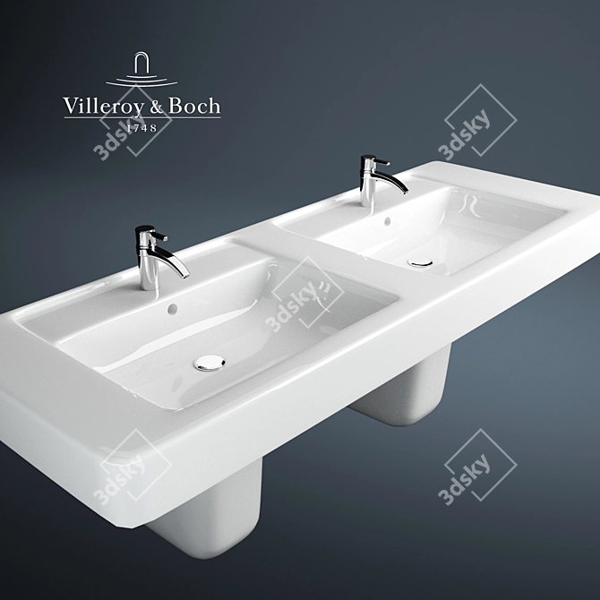 Modern "Omnia" Double Sink Vanity 3D model image 1