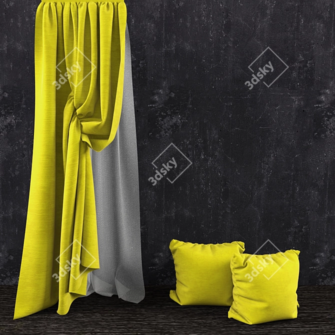 Stylish Curtain Set 3D model image 1