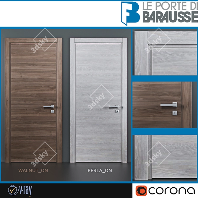 Elegant Barausse Doors- Walnut & Perla 3D model image 1