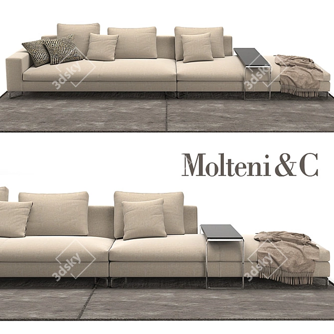 Molteni Large Sofa: Stylish Comfort 3D model image 1