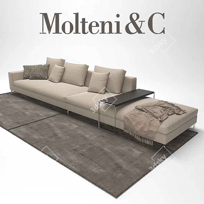 Molteni Large Sofa: Stylish Comfort 3D model image 2