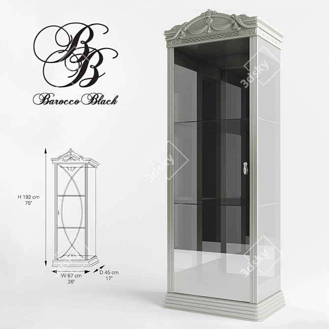 Elegant Ebony China Cabinet 3D model image 1