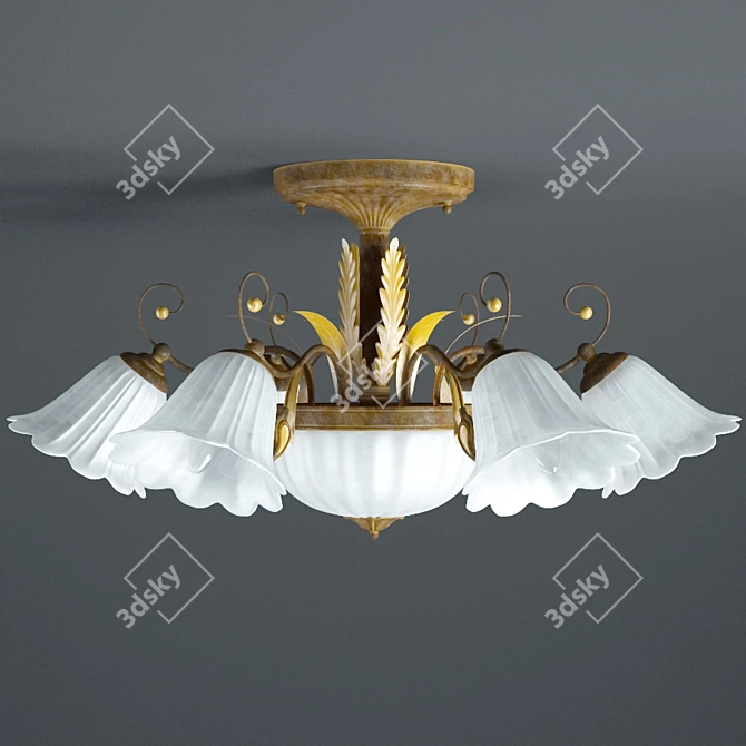 Autumn Garden Floral Ceiling Light 3D model image 2