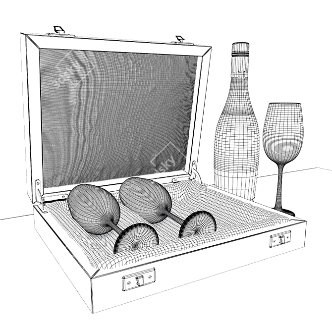 Elegant Wine Gift Set 3D model image 2