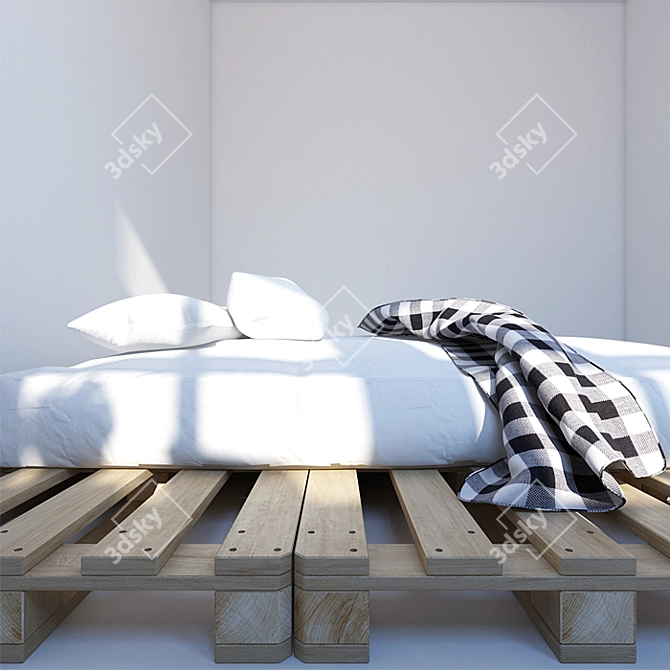 Cozy Slumber: Comfy Wooden Bed Mattress 3D model image 2