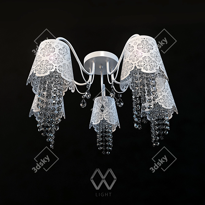 Elegant Pauline Chandelier: Crystal Accents 3D model image 1