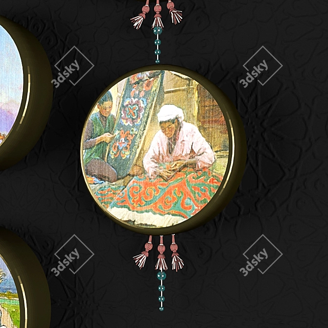 Ethnic Round Art Prints 3D model image 1