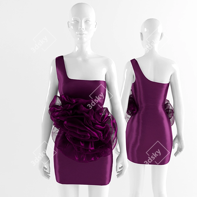 Organza Flower Dress 3D model image 1