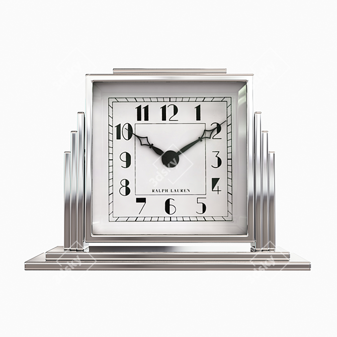 Athena Deco Clock: Sleek Silver Timepiece 3D model image 1