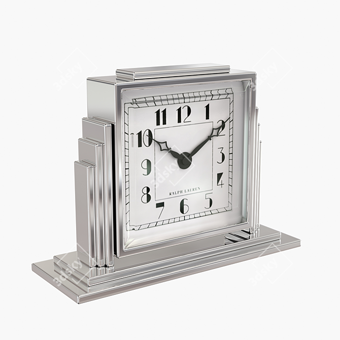 Athena Deco Clock: Sleek Silver Timepiece 3D model image 2