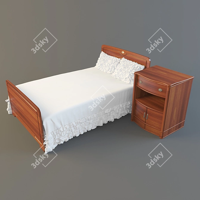 Kids Bed and Nightstand Set 3D model image 1