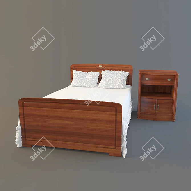 Kids Bed and Nightstand Set 3D model image 2