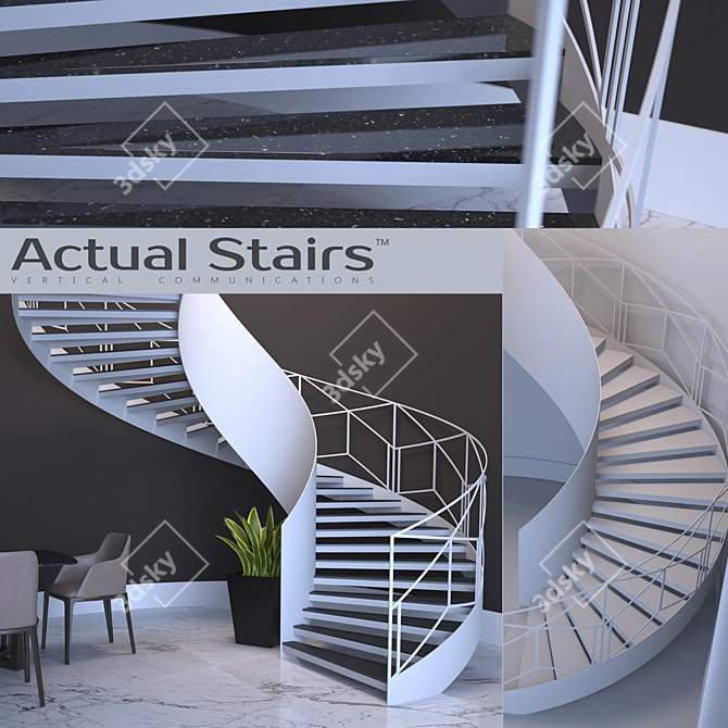 Sleek Spiral Staircase: Actual Stairs 3D model image 1