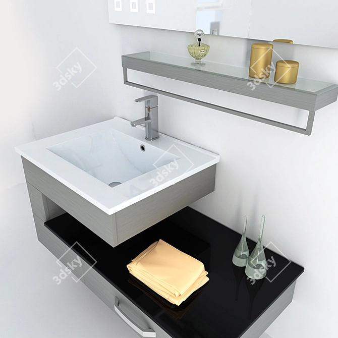 Sleek Stainless Steel Bathroom Furniture 3D model image 2