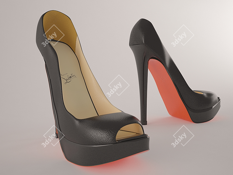 Classic Red Soled Shoes 3D model image 1