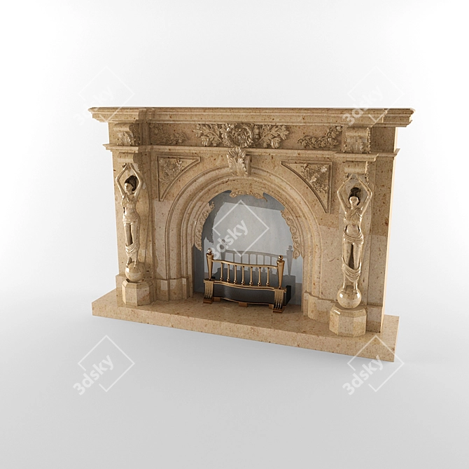 Classic Fireplace: 3D Model + Textures 3D model image 1