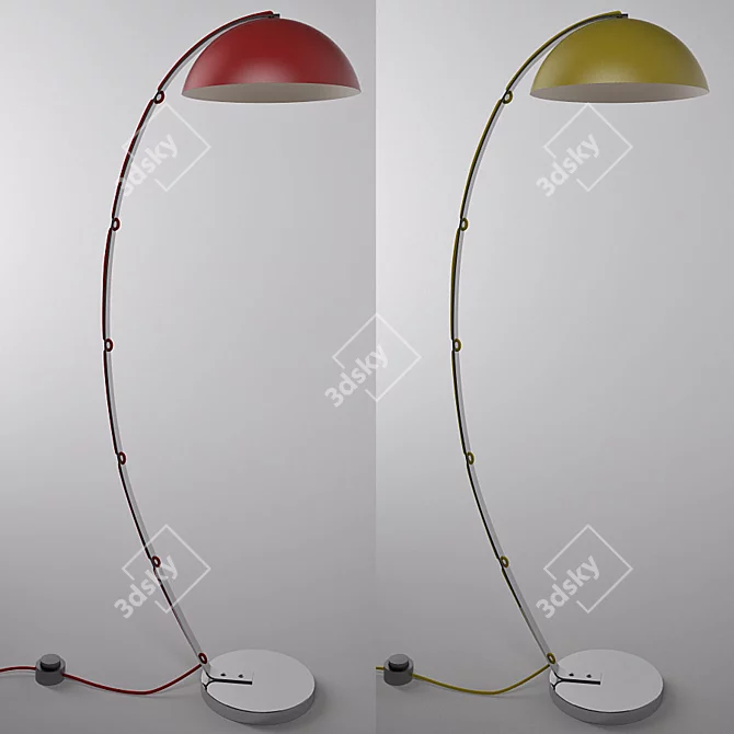 Elegant British Aluminum Floor Lamp 3D model image 2